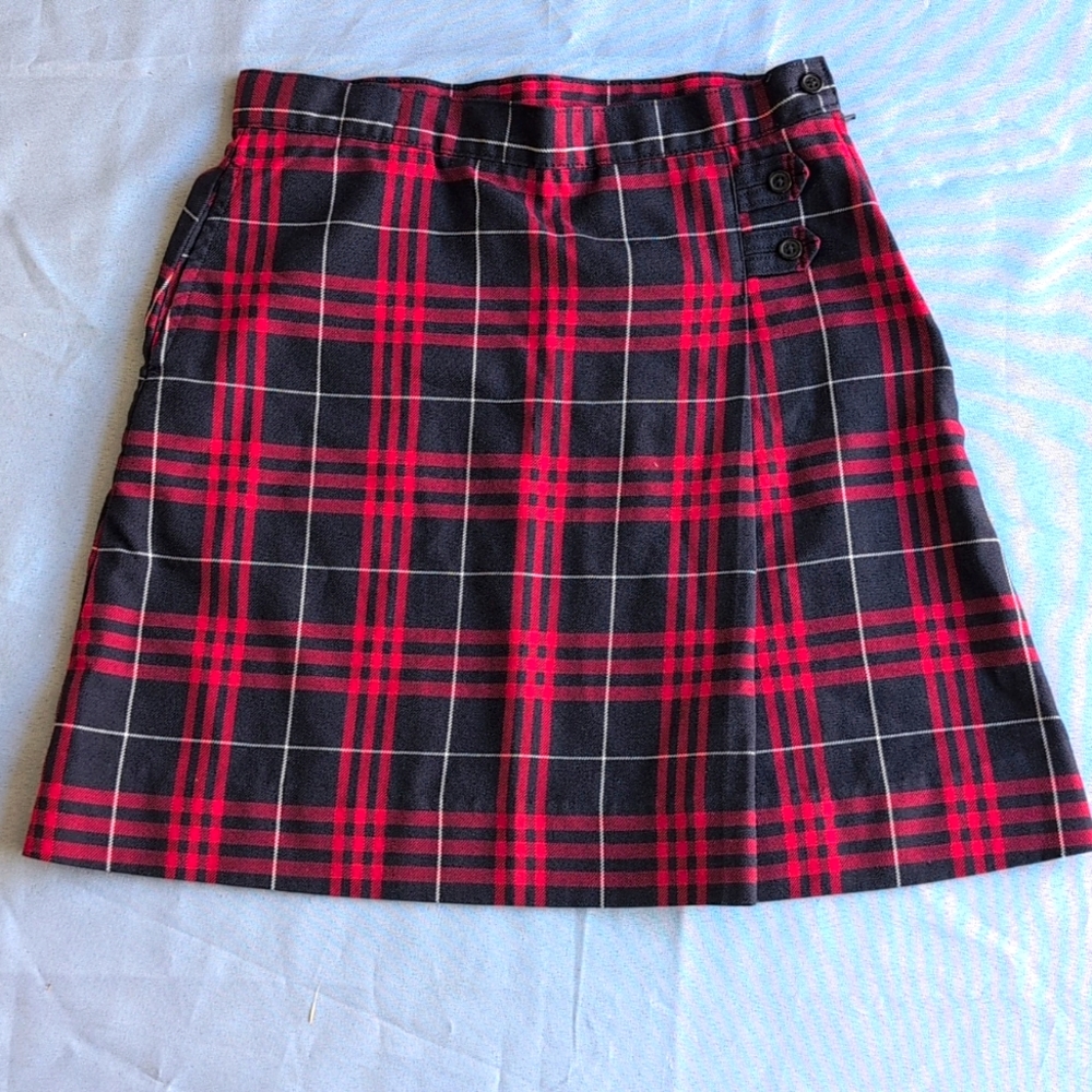 Land Ends Kids Plaid A-Line Skirt Size 12